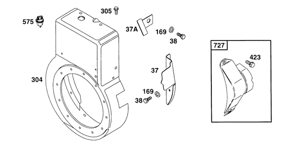 Blower Hsg Diagram and Parts List for 252412-0728-XX  Briggs and Stratton Engine